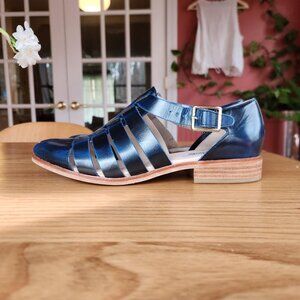 Clarks Narrative Blue Leather Huarache Sandals 8 1/2